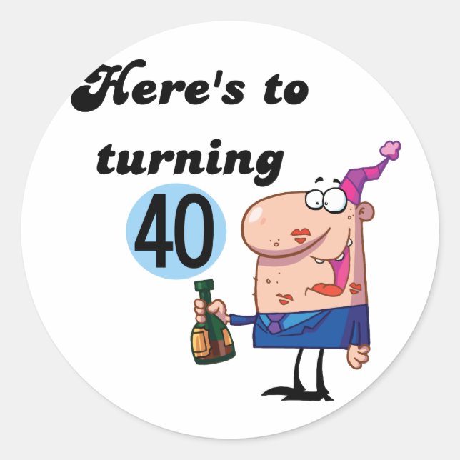 Sticker Rond 40 T-shirts et cadeaux d'anniversaire (Devant)