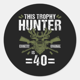 Sticker Rond 40e Anniversaire Chasse au canard Chasseur de cerf