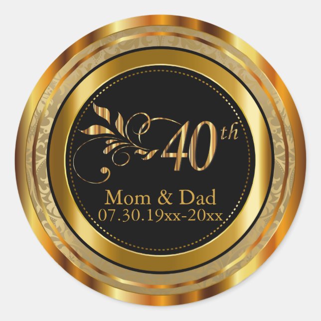 Sticker Rond 40e anniversaire du Mariage (Devant)