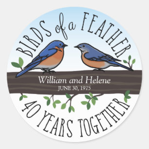 Sticker Rond 40e anniversaire du Mariage, Bluebirds of a Feathe
