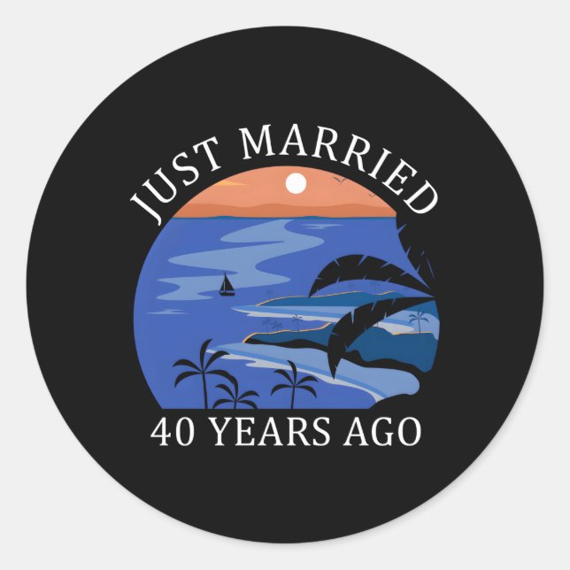 Sticker Rond 40E Anniversaire Du Mariage Marié Il Y A 40 Ans (Devant)