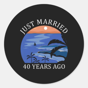 Sticker Rond 40E Anniversaire Du Mariage Marié Il Y A 40 Ans