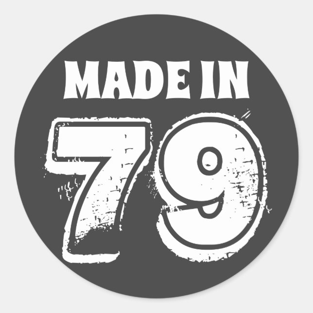 Sticker Rond 40e anniversaire Fabriqué en 79 Typographie Noir (Devant)