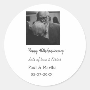 Sticker Rond 40e anniversaire moderne joyeux ajoutez nom date p
