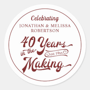 Sticker Rond 40e anniversaire Ruby 40 ans dans la fabrication