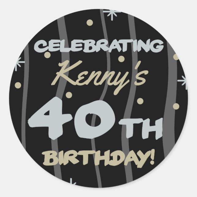 Sticker Rond 40th Birthday Party Ajouter votre nom (Devant)