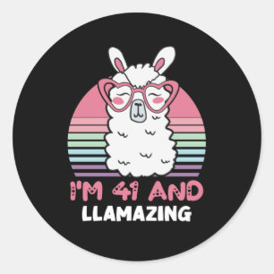 Sticker Rond 41 Year Old Bday Llamazing 41st Birthday Llama