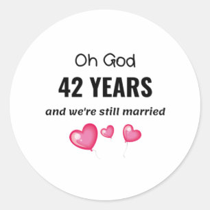 Sticker Rond 42e anniversaire de Mariage Drôle cadeau pour lui 