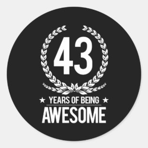 Sticker Rond 43e anniversaire (43 ans d'être génial)