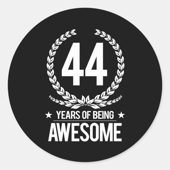 Sticker Rond 44e anniversaire (44 ans d'être génial) (Devant)