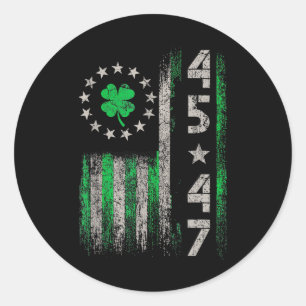 Sticker Rond 45 47 Trump Drapeau américain Vintage St. Patrick'