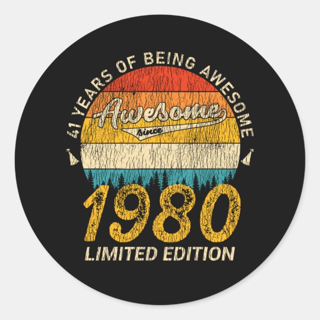 Sticker Rond 45 Ans 1980 Rétro Magnifique 45e anniversaire Cade (Devant)