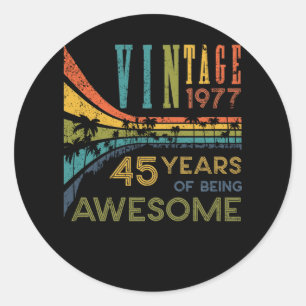 Sticker Rond 45 ans Anniversaire Vintage 1977 45e anniversaire