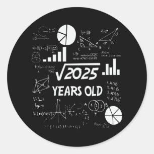 Sticker Rond 45e anniversaire Carré mathématiques racine 45 ans
