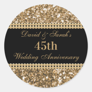 Sticker Rond 45e anniversaire du Mariage Célébration Parties sc