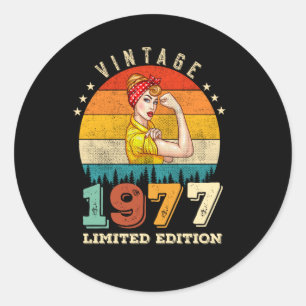 Sticker Rond 46 ans 1977 Femmes Vintages 46e anniversaire Cadea