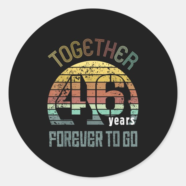 Sticker Rond 46th Years Wedding Anniversary For Couples Matchin (Devant)