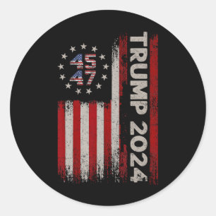 Sticker Rond 47 Élection du drapeau américain Donald Trump 2024