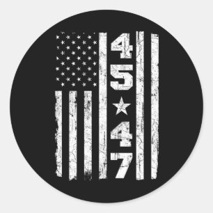 Sticker Rond 47 Trump Vintage Usa Drapeau 2024 élection préside