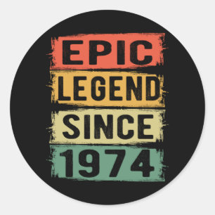 Sticker Rond 48 ans Anniversaire 1974 Epic Legend 48e Anniversa
