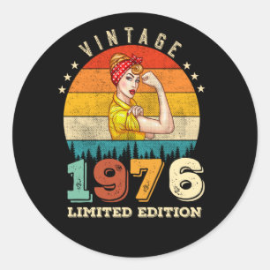 Sticker Rond 49 ans 1976 Vintages femmes 49e anniversaire Cadea