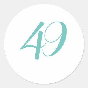 Sticker Rond 49e fête d'anniversaire Turquoise Quarante-neuf an