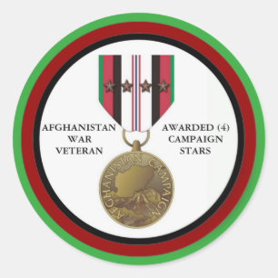 STICKER ROND 4 ÉTOILES DE CAMPAGNE VÉTÉRAN DE GUERRE AFGHANI