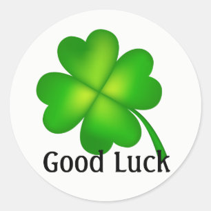Sticker Rond 4 feuilles de trèfle, Bonne chance !