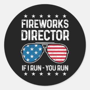 Sticker Rond 4 Juillet 4 Juillet Feu d'artifice Boom Fireworks