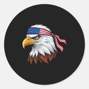 Sticker Rond 4 juillet aigle chauve patriotique drapeau américa