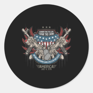 Sticker Rond 4 juillet Amérique patriotique Militaire vétéran e