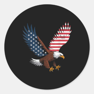 Sticker Rond 4 juillet Bald Eagle États-Unis Drapeau américain