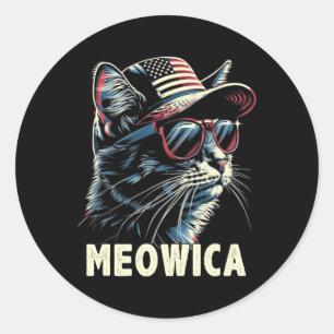 Sticker Rond 4 juillet Cat Meowica Amoureux des chats Amérique