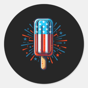 Sticker Rond 4 juillet Crème glacée Drapeau américain Somme pat