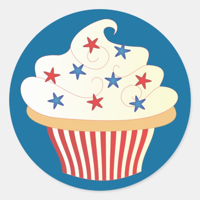 Sticker Rond 4 juillet Cupcake (Devant)