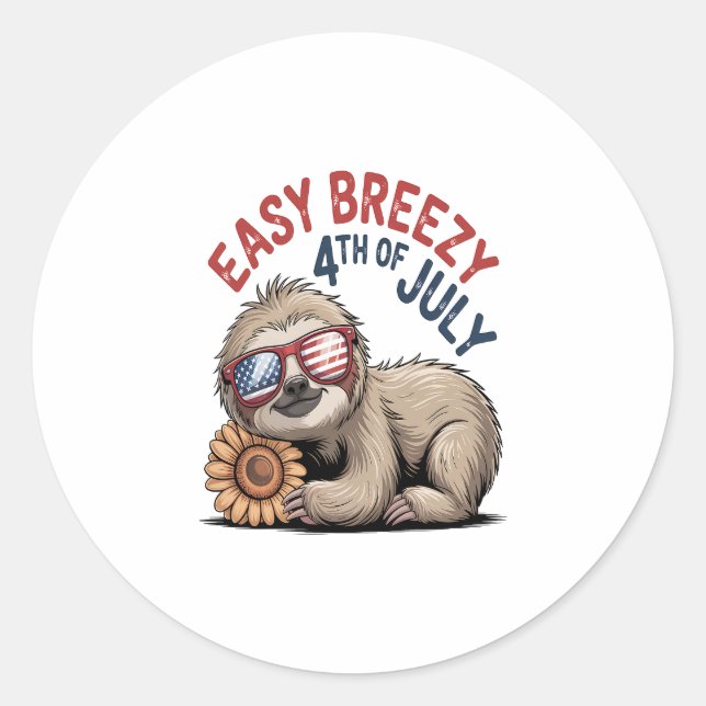 Sticker Rond 4 juillet de tournesol Sloth (Devant)