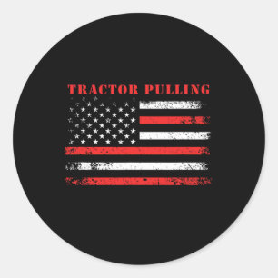 Sticker Rond 4 juillet Drapeau américain Patriotique Tracteur P