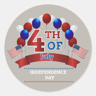 Sticker Rond 4 juillet drapeaux et ballons