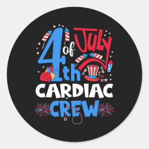 Sticker Rond 4 juillet Équipage Cardiaque Infirmière Cardiaque