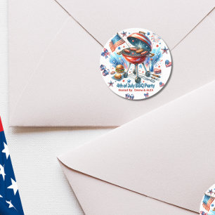 Sticker Rond 4 juillet Famille Réunion Bakyard Bq Party