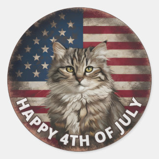 Sticker Rond 4 juillet Fête de l'Indépendance Ragdoll Cercle de