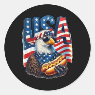 Sticker Rond 4 juillet Fierté Patriotique Bald Eagle Us América