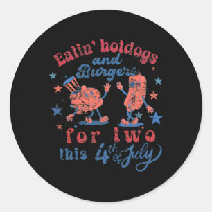 Sticker Rond 4 juillet Grossesse Manger Hotdogs Et Burger Pour