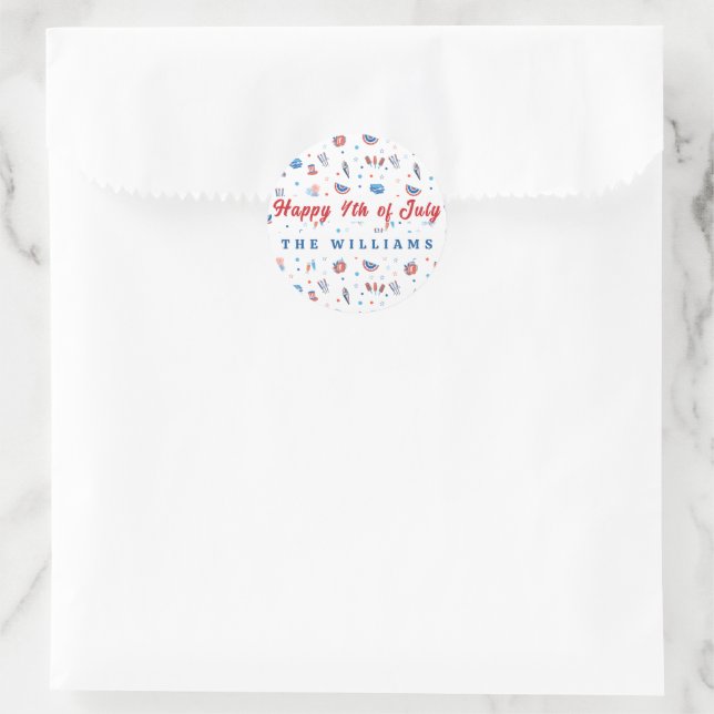 Sticker Rond 4 juillet heureux (Sac)