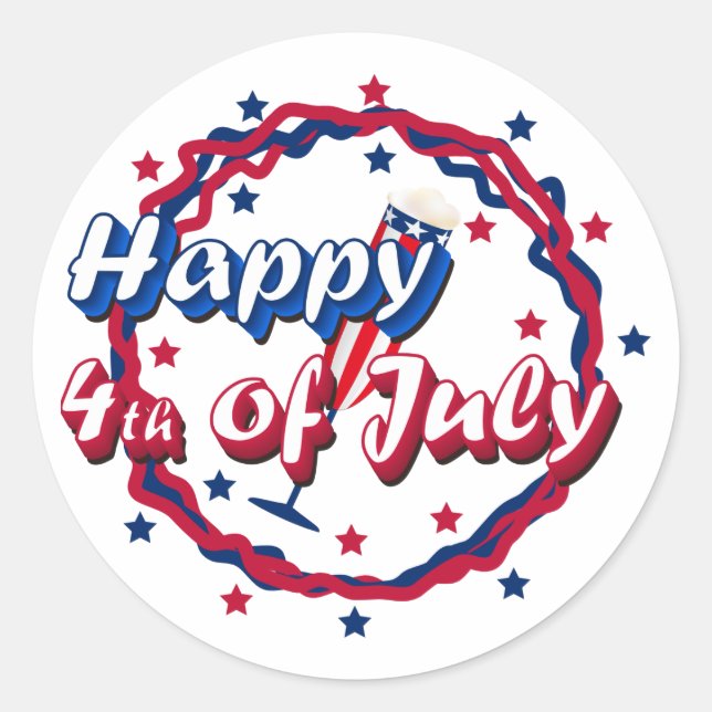 Sticker Rond 4 juillet heureux (Devant)