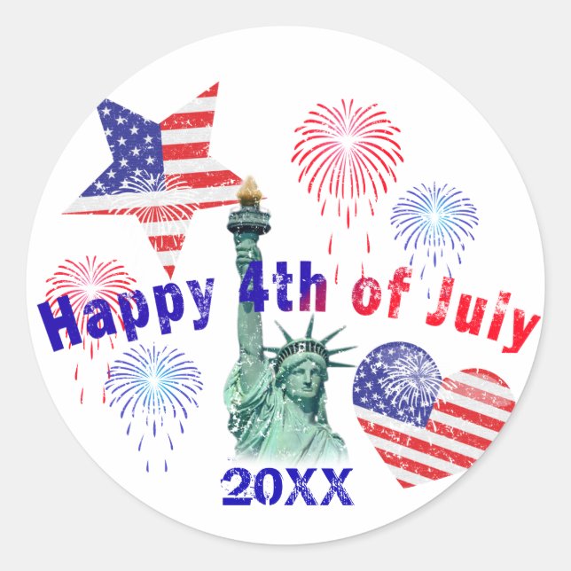 Sticker Rond 4 juillet heureux (Devant)