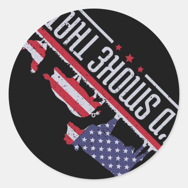 Sticker Rond 4 juillet I&#39 ; d Fumer que Patriot Barbecue C (Devant)
