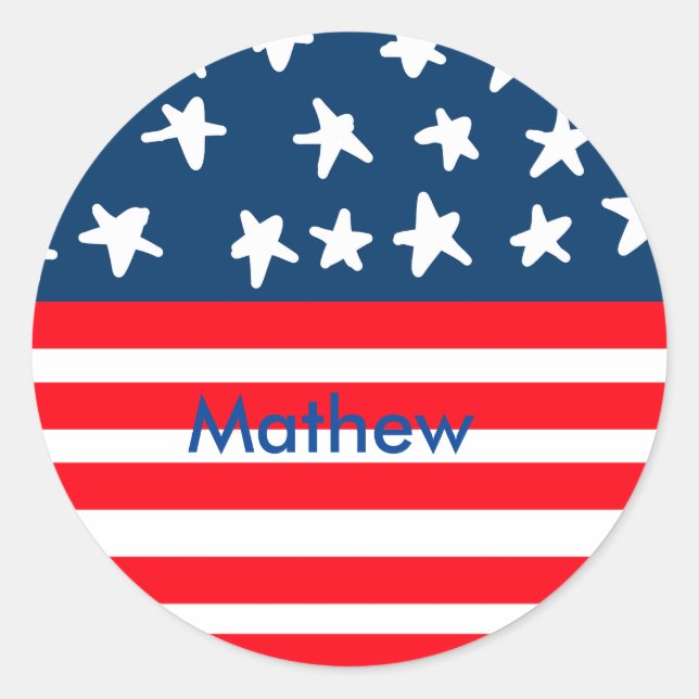 Sticker Rond 4 juillet jour de l'indépendance ajouter nom texte (Devant)