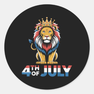 Sticker Rond 4 juillet Lion American Flag Fête de l'indépendanc