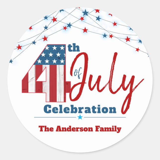 Sticker Rond 4 juillet Moderne Patriotique Rouge Bleu Bleu Bleu (Devant)
